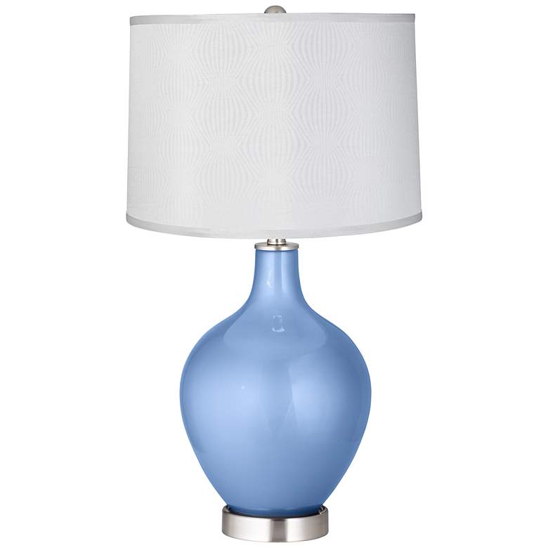 Image 1 Tempest Metallic Patterned White Shade Ovo Table Lamp