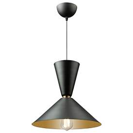 Image1 of Tempo 14" Wide Matte Black Pendant With Black And Gold Aluminum Shade