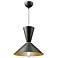 Tempo 14" Wide Matte Black Pendant With Black And Gold Aluminum Shade