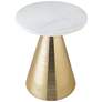 Tempo 16" Wide White Marble Top and Gold Conical Base Side Table