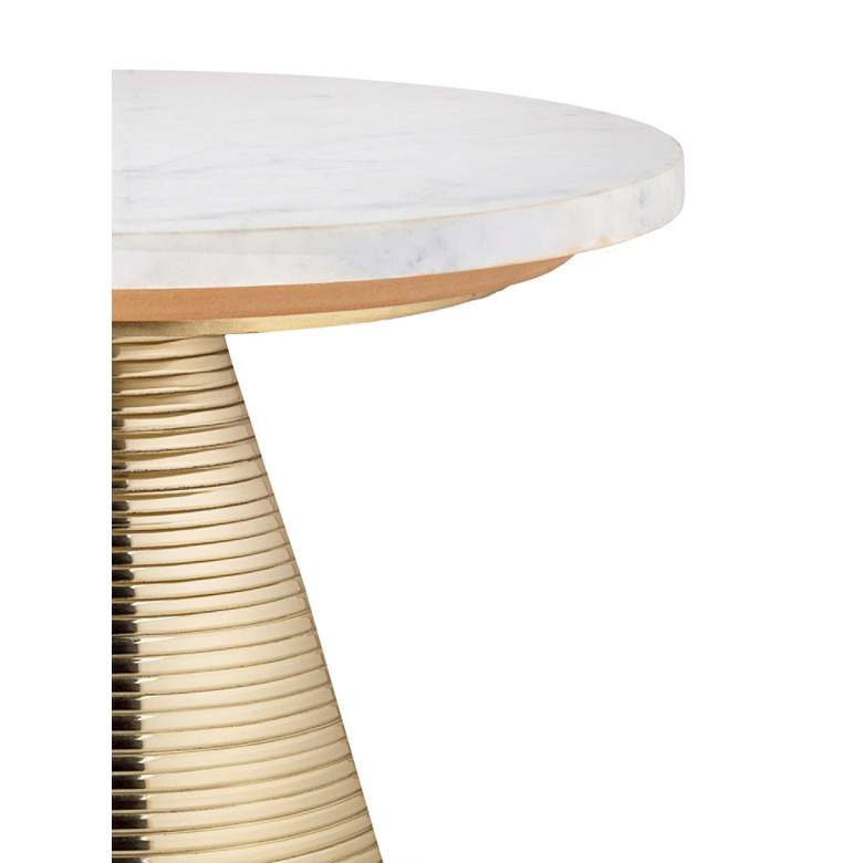 Image 3 Tempo 16" Wide White Marble Top and Gold Conical Base Side Table more views
