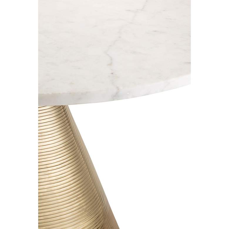 Image 3 Tempo 30" Wide White Marble Top and Gold Conical Base Cocktail Table more views
