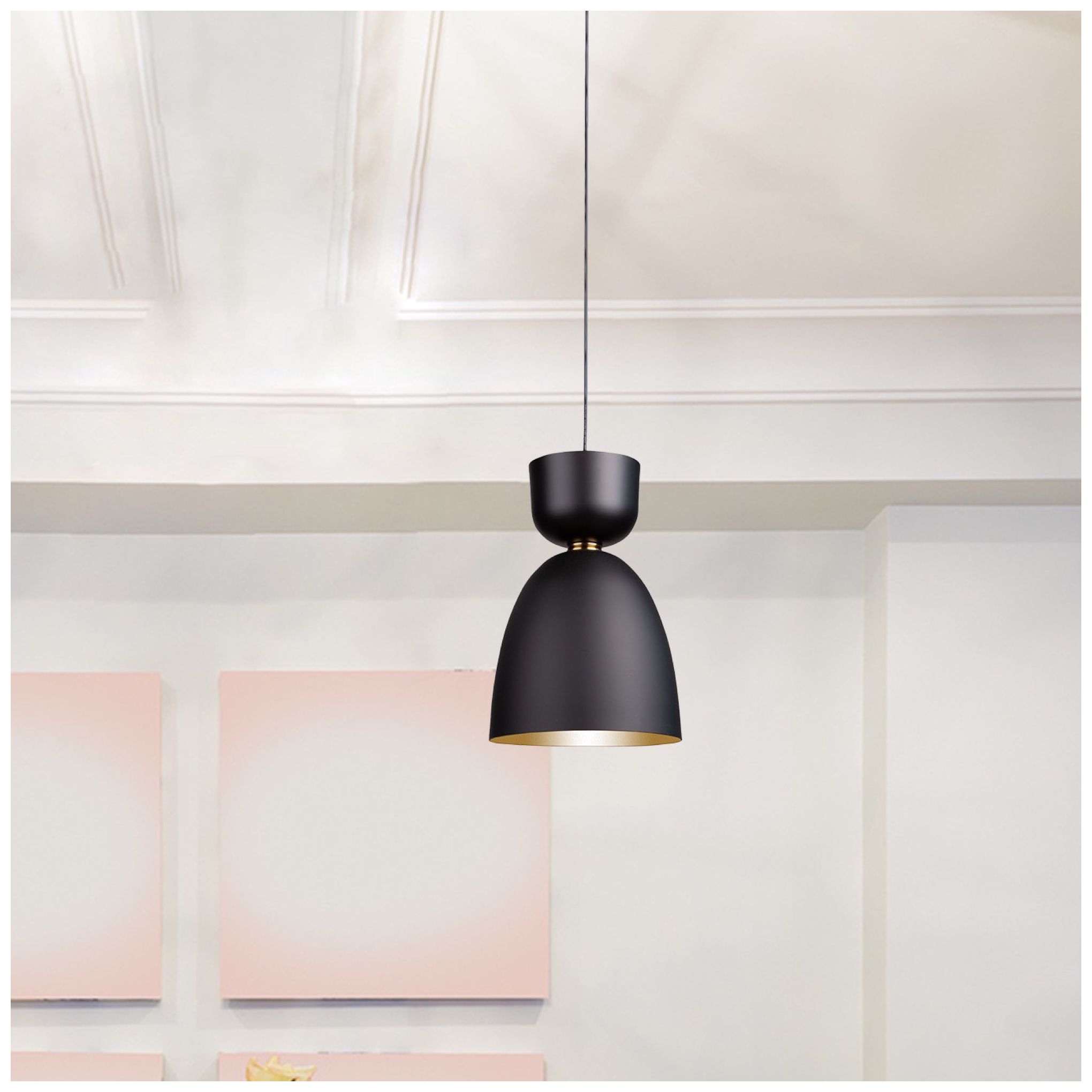 Image 4 Tempo 9" Wide Matte Black Pendant With Black And Gold Aluminum Shade more views