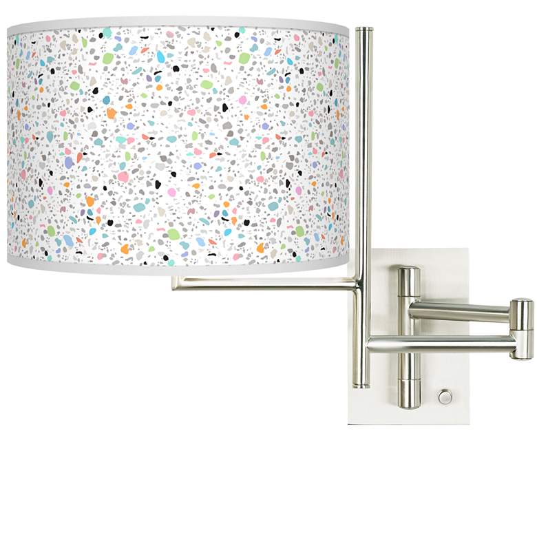 Image 1 Tempo Colored Terrazzo Plug-in Swing Arm Wall Lamp