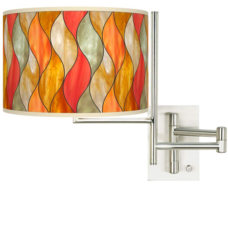 Image 1 Tempo Flame Mosaic Plug-in Swing Arm Wall Lamp