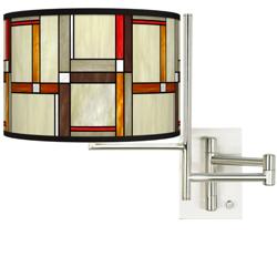 Tempo Modern Squares Plug-in Swing Arm Wall Lamp