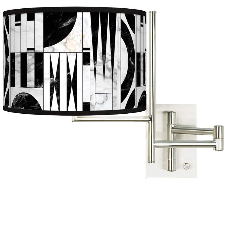 Image 1 Tempo Noir Marble Plug-in Swing Arm Wall Lamp