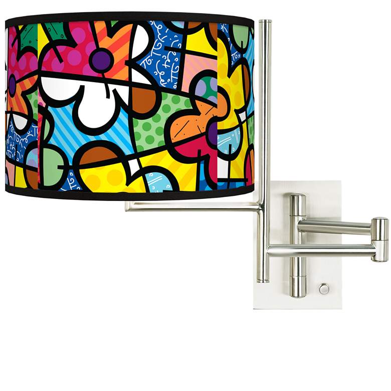 Image 1 Tempo Romero Britto Flowers Plug-in Swing Arm Wall Lamp