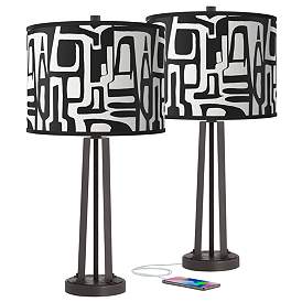 Image1 of Tempo Susan Dark Bronze USB Table Lamps Set of 2