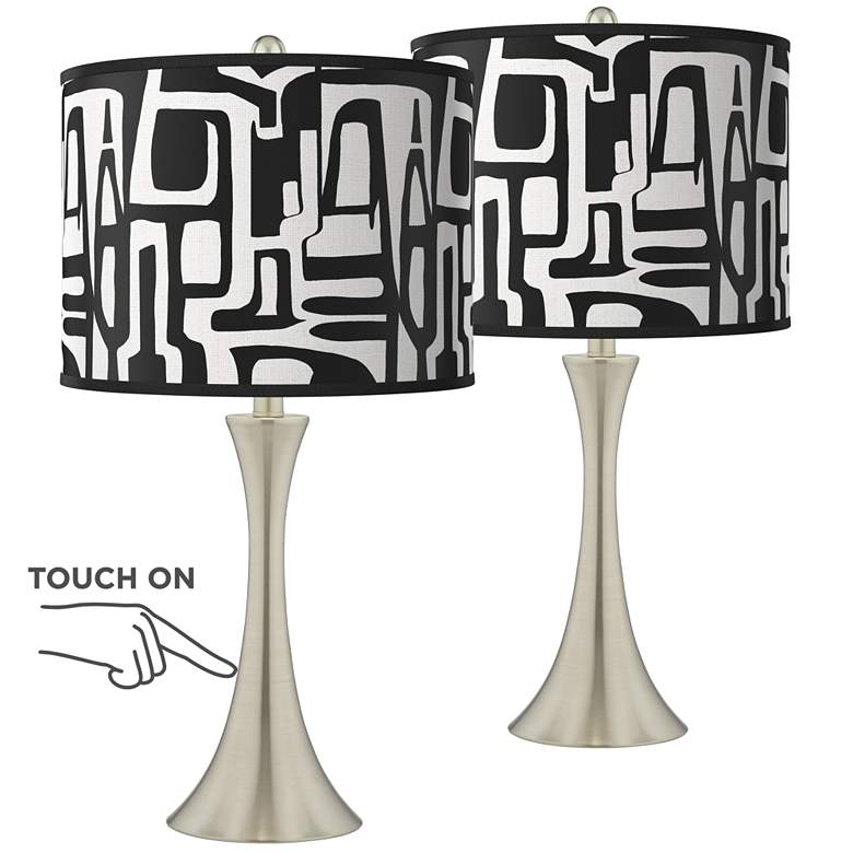 Image 1 Tempo Trish Brushed Nickel Touch Table Lamps Set of 2