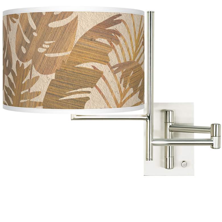 Tempo Tropical Woodwork Plug-in Swing Arm Wall Lamp