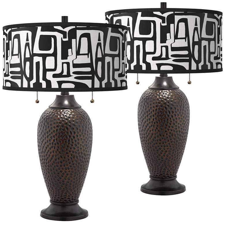 Image 1 Tempo Zoey Hammered Oil-Rubbed Bronze Table Lamps Set of 2