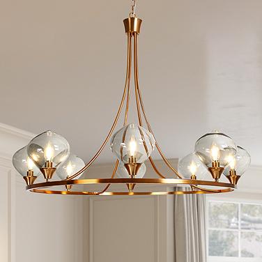 Temporaneo 39 1/4" Wide Brass 8-Light Wagon Wheel Chandelier