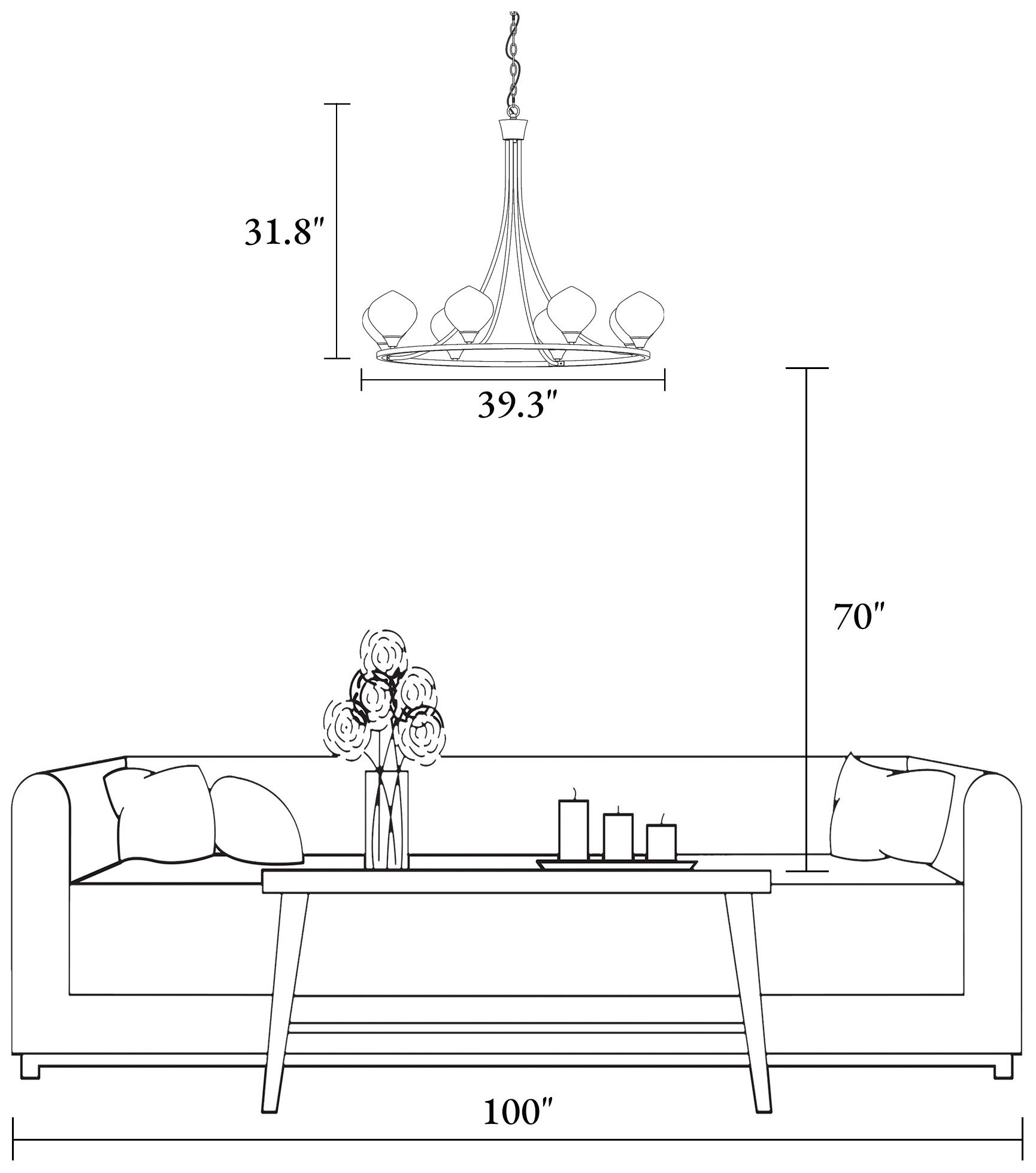 Temporaneo 8-Light Glass Chandelier
