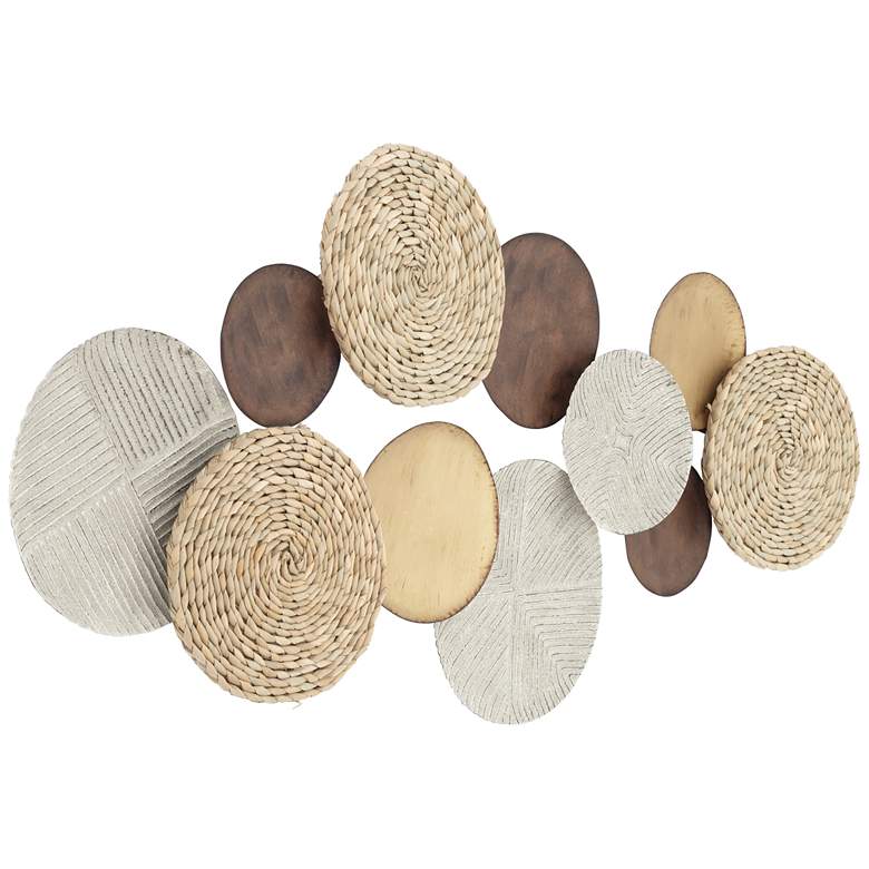 Image 5 Tempus 47" Wide Gold White-Washed Seagrass Disk Wall Art more views