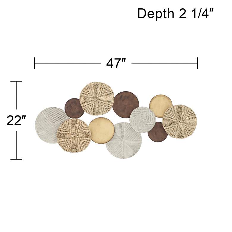 Image 7 Tempus 47" Wide Gold White-Washed Seagrass Disk Wall Art more views