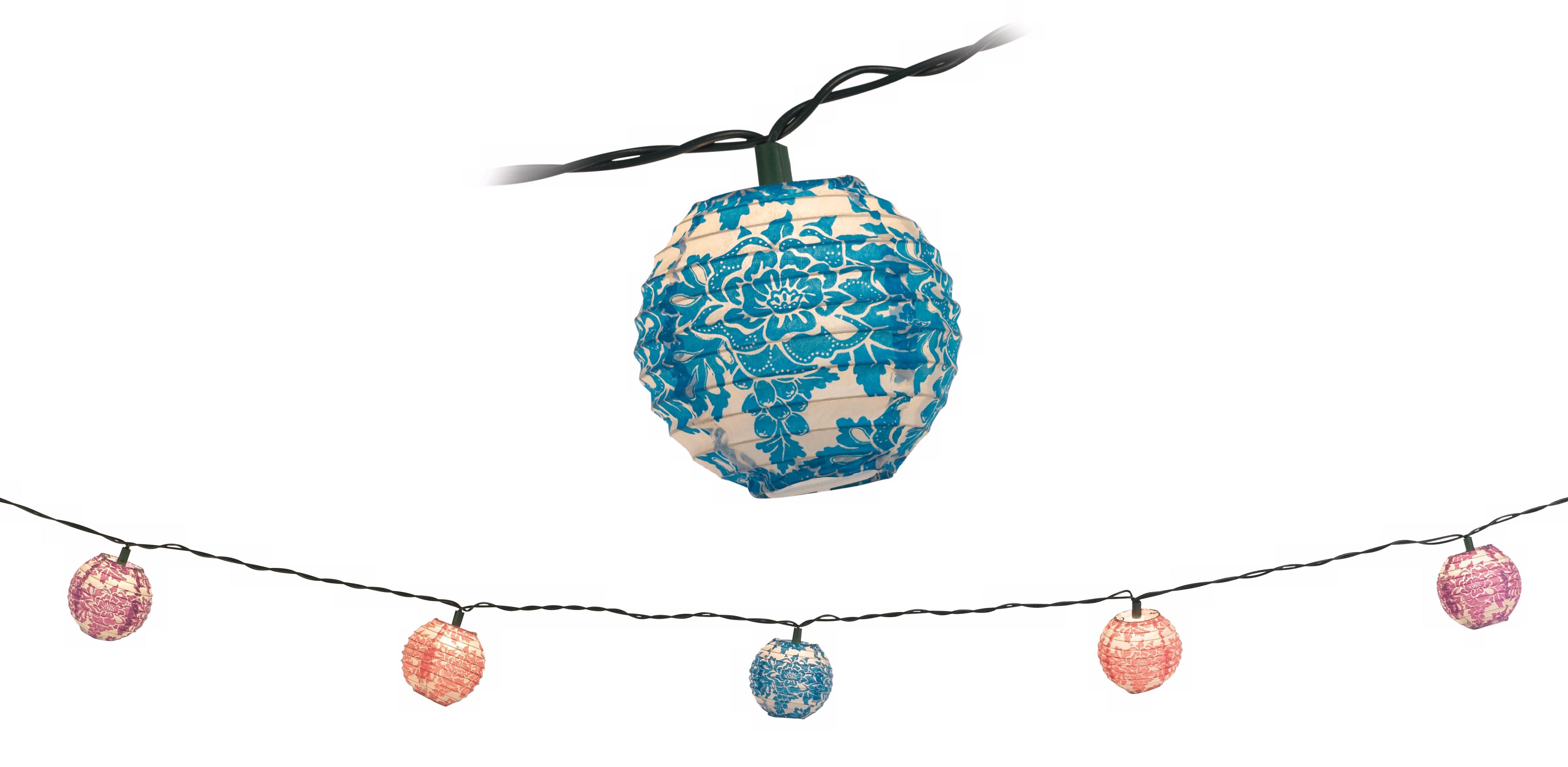 Ten Light Pastel Paper Lantern Party Light Set