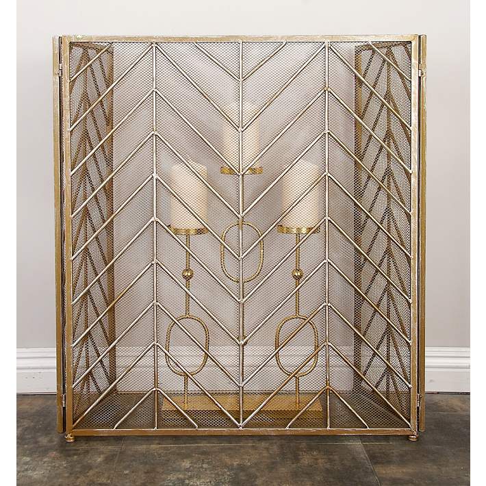 Tenaya Brass 31 High 3-Panel Fireplace Screen