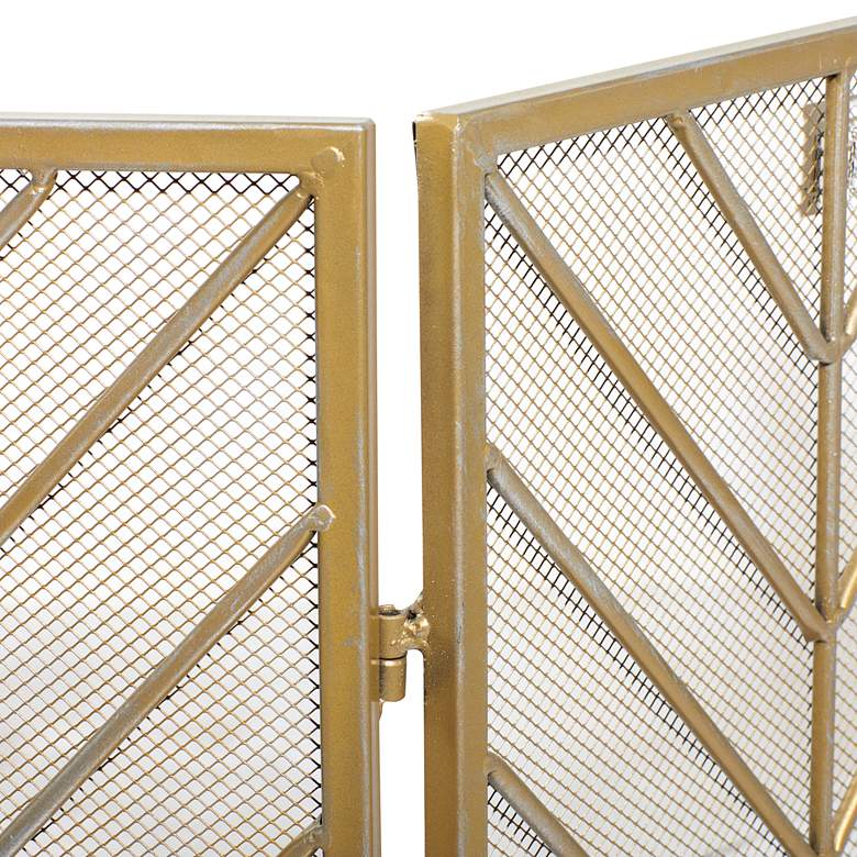 Image 3 Tenaya Brass 31 inch High 3-Panel Fireplace Screen more views