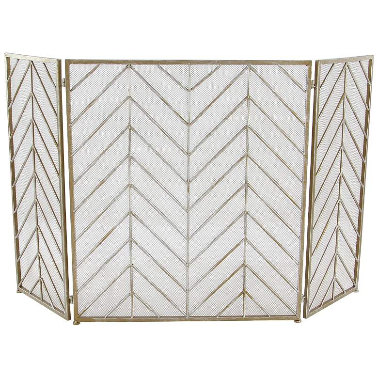 Image 4 Tenaya Brass 31" High 3-Panel Fireplace Screen more views