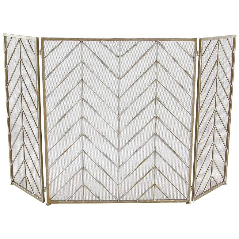 Image 4 Tenaya Brass 31 inch High 3-Panel Fireplace Screen more views