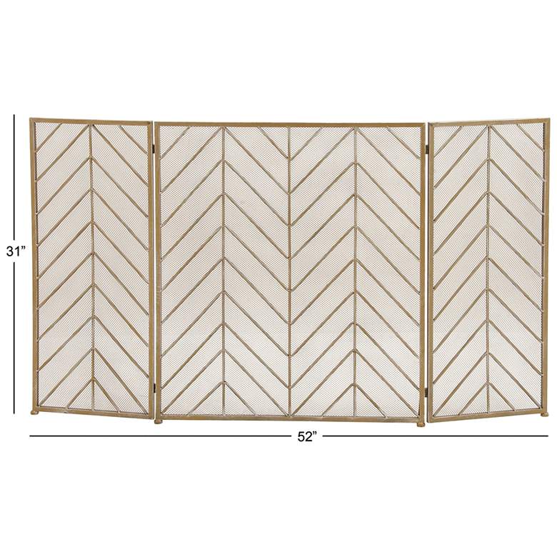 Image 5 Tenaya Brass 31 inch High 3-Panel Fireplace Screen more views