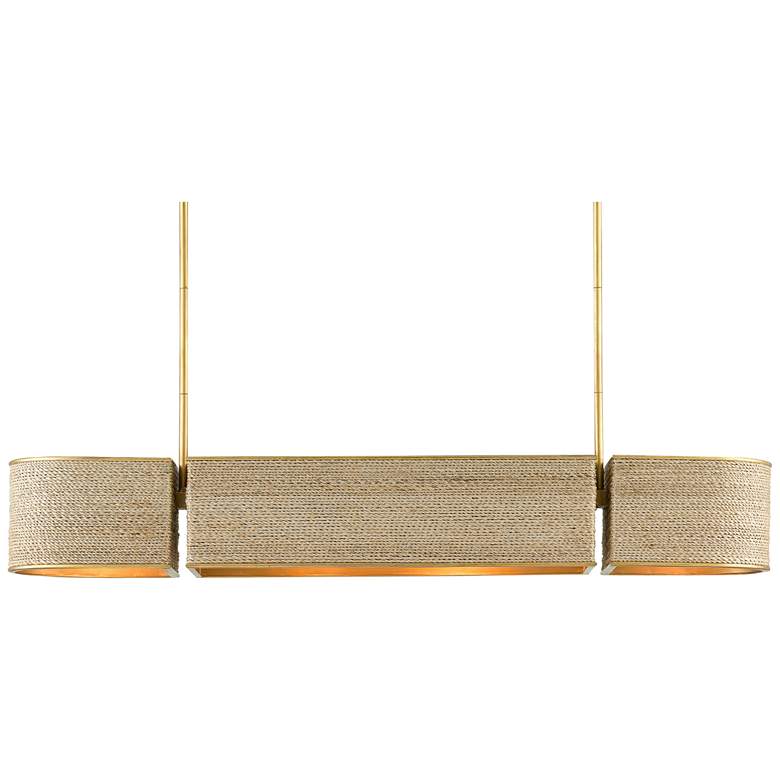 Image 1 Tenby 42" Wide Gold Leaf Natural Rope Linear Oval Chandelier
