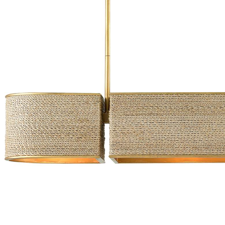 Image 2 Tenby 42" Wide Gold Leaf Natural Rope Linear Oval Chandelier more views