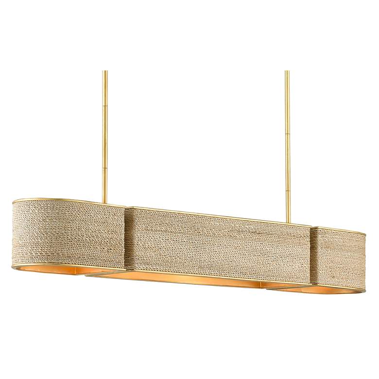 Image 6 Tenby 42" Wide Gold Leaf Natural Rope Linear Oval Chandelier more views