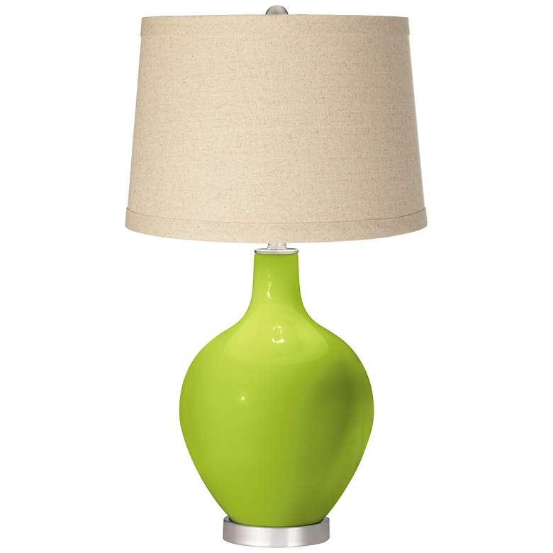 Image 1 Tender Shoots Burlap Drum Shade Ovo Table Lamp