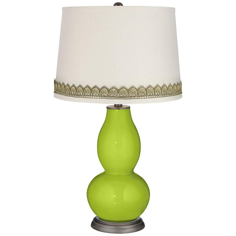 Image 1 Tender Shoots Double Gourd Table Lamp with Scallop Lace Trim