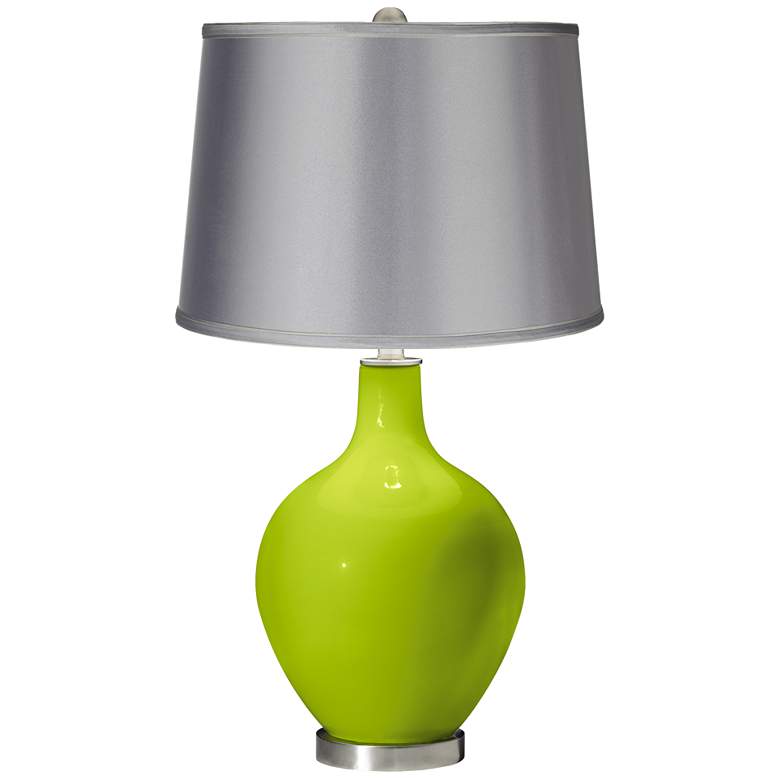 Image 1 Tender Shoots - Satin Light Gray Shade Ovo Table Lamp