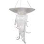 Tendril 32in LED Pendant 3000K in Silver Leaf with ribbed Art Glass