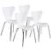 Tendy White Wood and Chrome Stacking Side Chair Set of 4