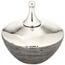 Tennys 10" High Shiny Silver Ceramic Jar with Lid