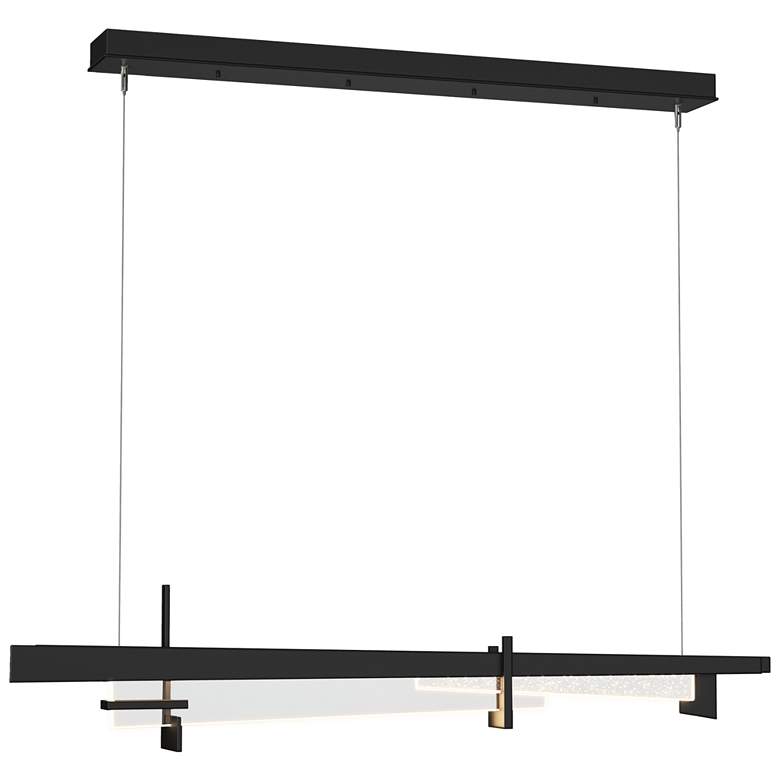 Image 1 Tenon 48" Wide Black Standard LED Pendant With Clear Glass Shade