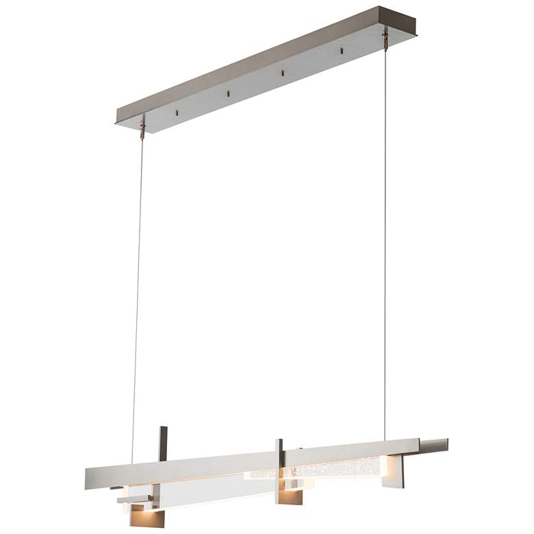 Image 3 Tenon 48 inch Wide Vintage Platinum and Clear Glass LED Linear Pendant more views