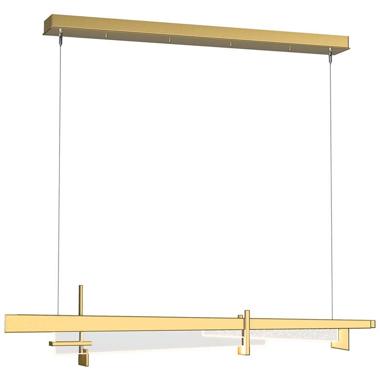 Image 1 Tenon 48"W Modern Brass Standard LED Pendant With Clear Glass Shade