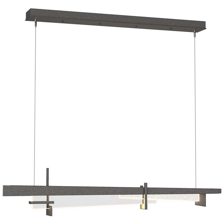 Image 1 Tenon 48"W Natural Iron Standard LED Pendant With Clear Glass Shade