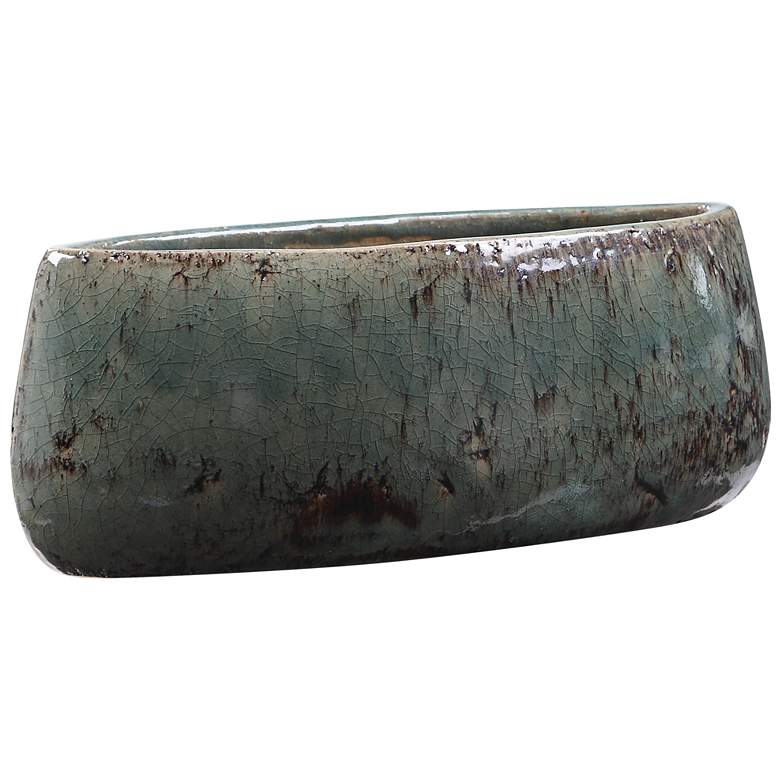 Tenzin 15 1/2&quot; Wide Aqua Blue Modern Ceramic Decorative Bowl more views