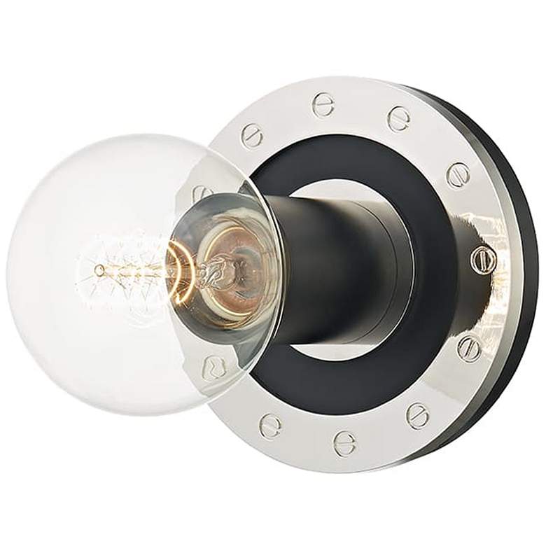 Image 1 Teo 4 3/4" High Soft Black Polished Nickel Wall Sconce