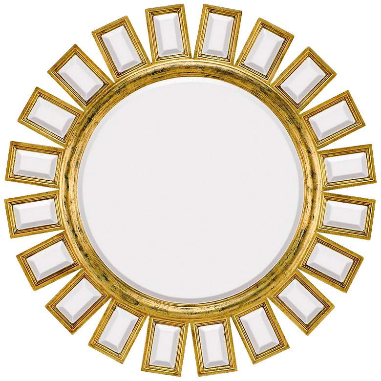 Image 1 Tequesta Antique Gold 34 inch Round Sunburst Wall Mirror