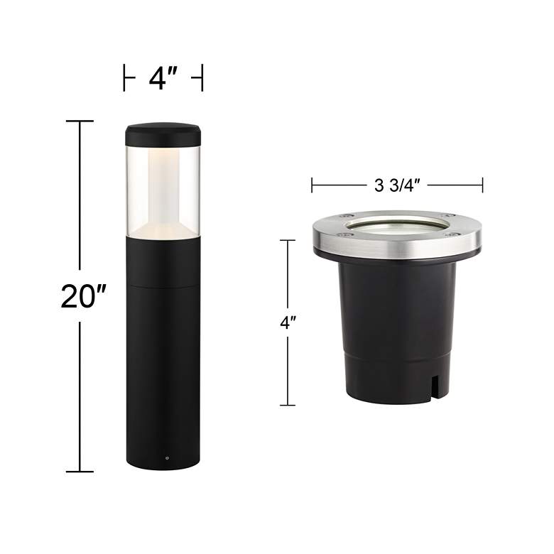 Image 5 Tera 4-Piece Black LED Bollards and In-Ground Light Set more views