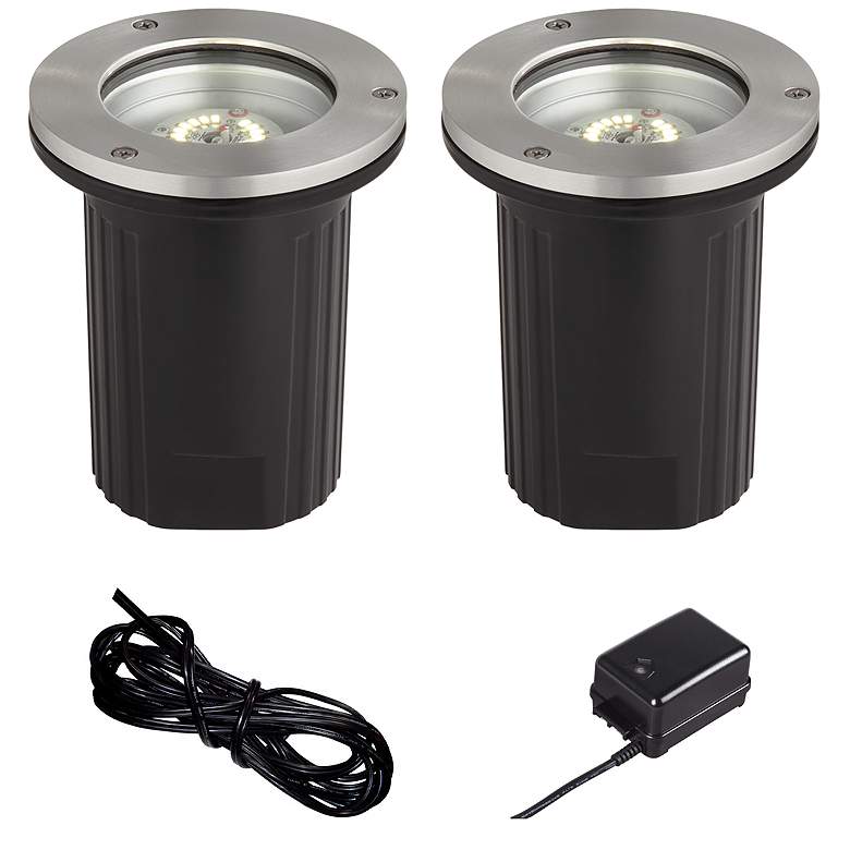 Image 1 Tera 5 1/4 inchW Black 4-Piece LED In-Ground Landscape Light Kit