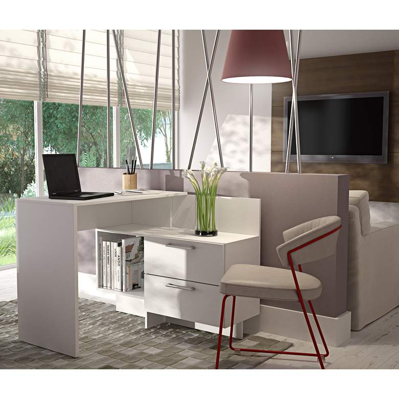 Image 1 Teramo White Wood 2-Drawer Home Desk