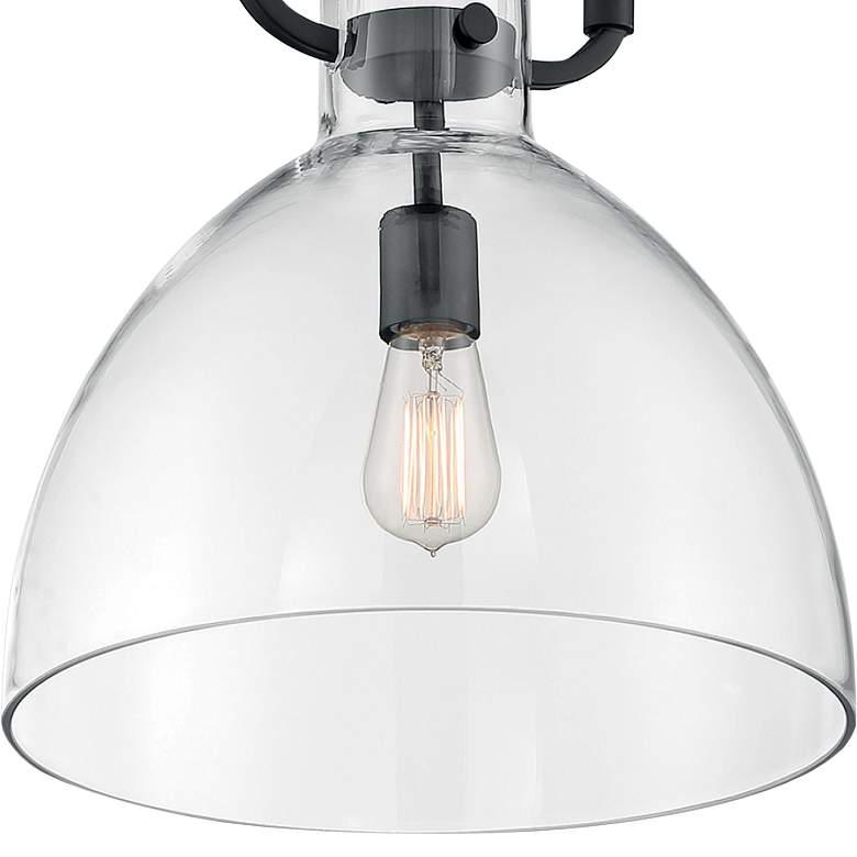 Image 2 Teresa 14" Wide Matte Black Pendant Light with Clear Glass more views