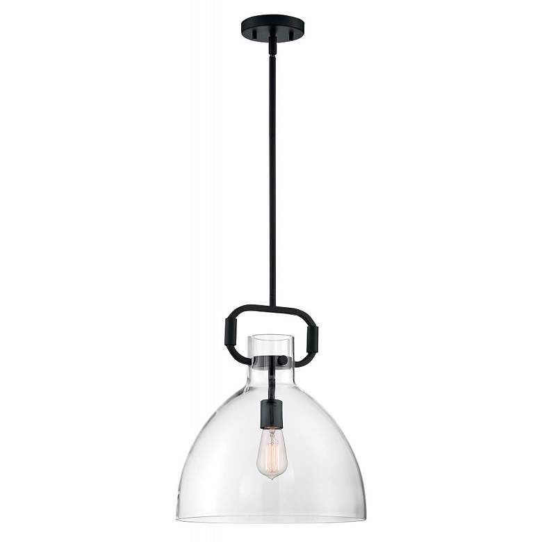 Image 4 Teresa 14" Wide Matte Black Pendant Light with Clear Glass more views