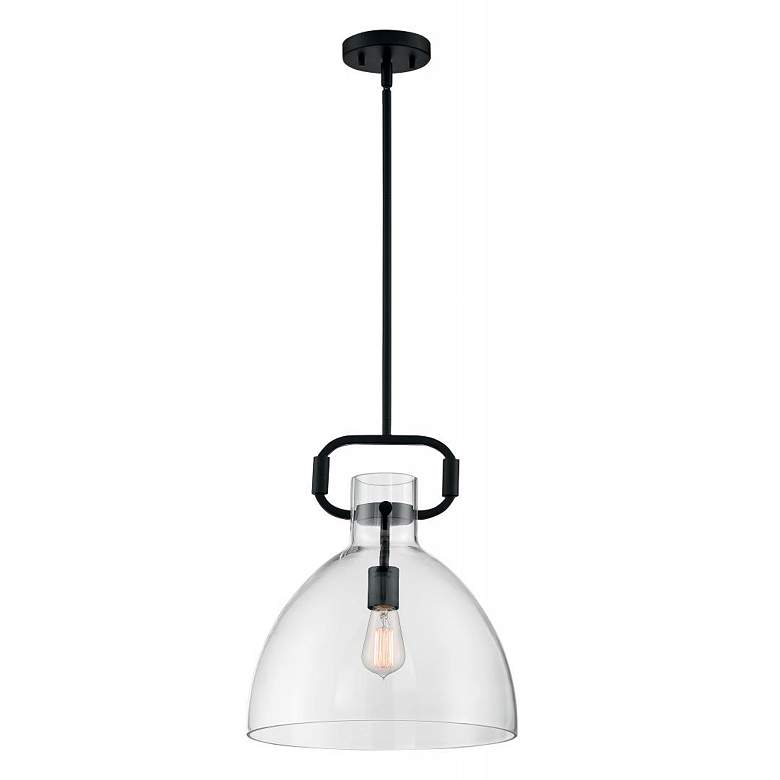 Image 5 Teresa 14" Wide Matte Black Pendant Light with Clear Glass more views