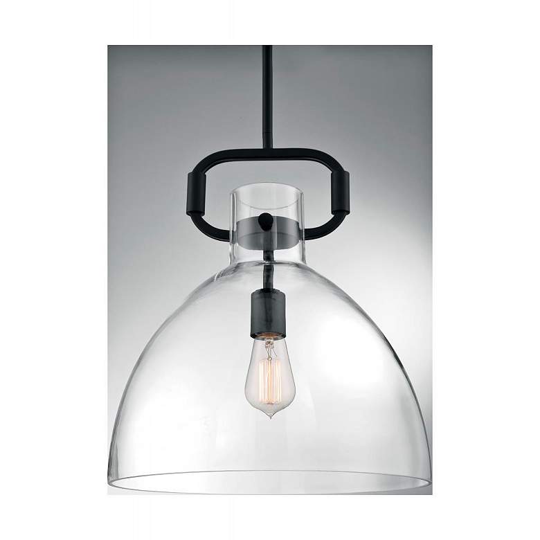 Image 6 Teresa 14" Wide Matte Black Pendant Light with Clear Glass more views