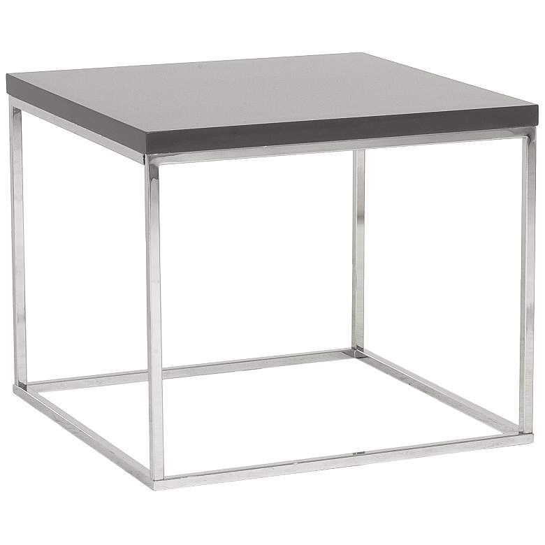 Image 1 Teresa 23 3/4 inch Square High-Gloss Gray Modern Side Table